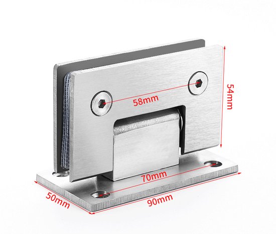 Duschtürscharnier – 90 Grad – Edelstahl – Wand An Glas – Silber