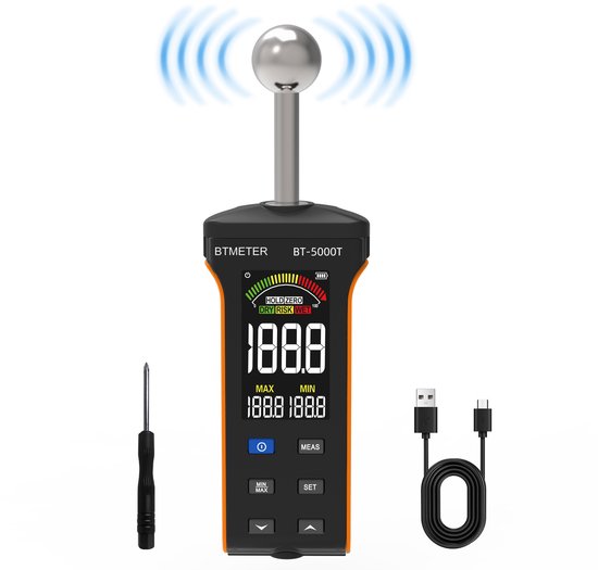 Kabelloses Feuchtigkeitsmessgerät, Wandfeuchtigkeitsmessgerät, Geeignet Für Wände, Holz, Mauerwerk Und Beton, Farb-lcd-display Und Alarm