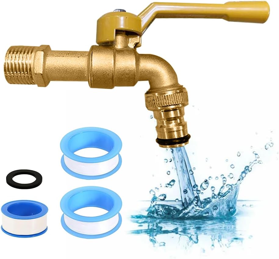 1/2"-gartenwasserhahn Aus Messing, Hochwertiger, Frost- Und Rostbeständiger Wasserhahn Für Garten, Waschmaschine Und Regenwassertank
