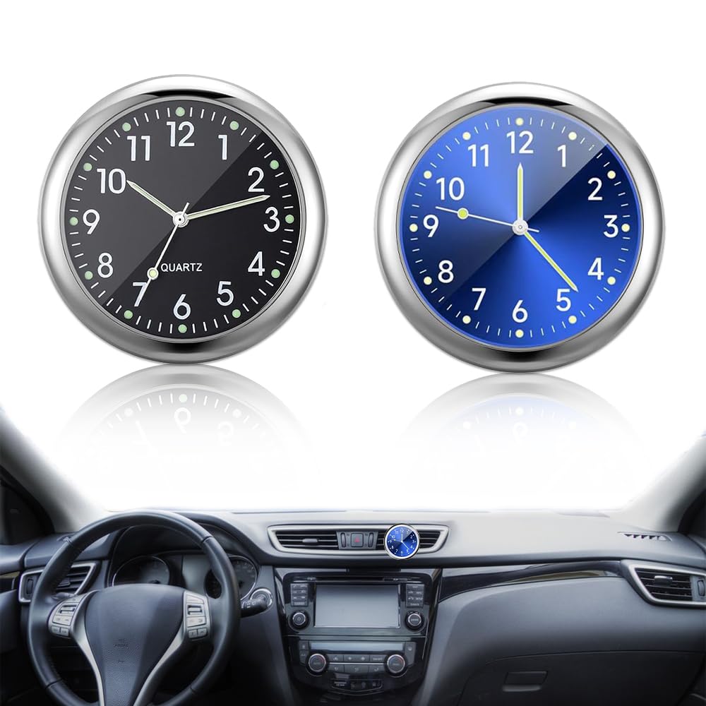 Autouhr-set, 2er-set Quarz-autouhren Mit Doppelseitigem Klebeband Und Lüftungsschlitzclip, Mini-armaturenbrettuhren Für Autos, Büros, Wohnungen, Dekoration