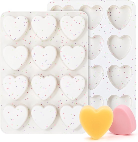 Kleine, Herzförmige Silikonformen (2 Zoll) Für Schokolade, Bonbons, Kuchen Und Seife (2er-set, Cremefarben)