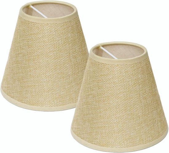 Set Mit 2 Trommelförmigen Lampenschirmen Aus Canvas-stoff, E27-fassung, Zweigmotiv, 15 × 8 × 13 Cm, Beige – Ersatzschirm Für Stehlampen Und Nachtlichter