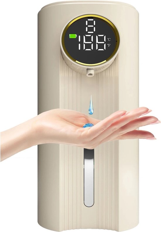 Seifenspender – Mit Sensor – Berührungslos – Automatisch – Beige – Für Gel – 350 Ml – 8 X 8 X 18,5 Cm