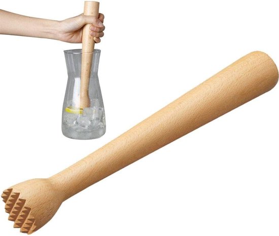 Cocktailstampfer Aus Holz – Barlöffel/rührstab – Cocktailzubereitung – Ergonomisches Design – 25 Cm – Beige