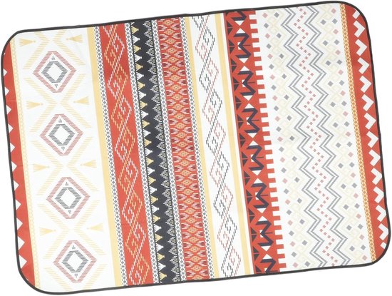 Picknickdecke 200 X 150 Cm Mit Ethno-muster, Wasserabweisend Und Tragbar, Beige/rot