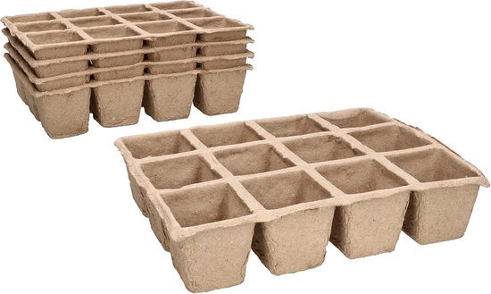 72 Torftöpfe, Biologisch Abbaubar, 6 Stück Torftöpfe, 165 X 125 X 45 Mm, Für Drinnen Und Draußen, Beige
