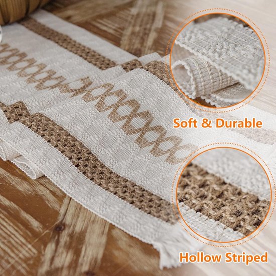 Tischläufer Beige Leinen Waschbar Vintage Makramee Tischläufer Mit Quasten Für Landhausstil Hochzeit Geburtstag Festliche Anlässe Zuhause Küche X 30
