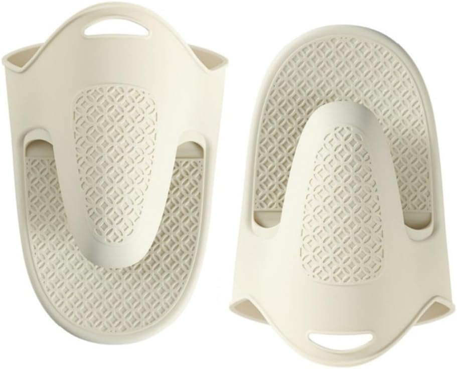 Set Mit 2 Langen, Dicken, Hitzebeständigen Silikon-ofenhandschuhen Zum Backen, Kochen, Grillen Und Braten, Mit Kostenlosem Haken (beige)