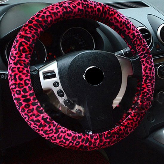 Lenkradbezug Mit Leopardenmuster, 38 Cm (15 Zoll), Winterlenkradbezug Fürs Auto, Stylischer Lenkradbezug Mit Leopardenmuster (beige).