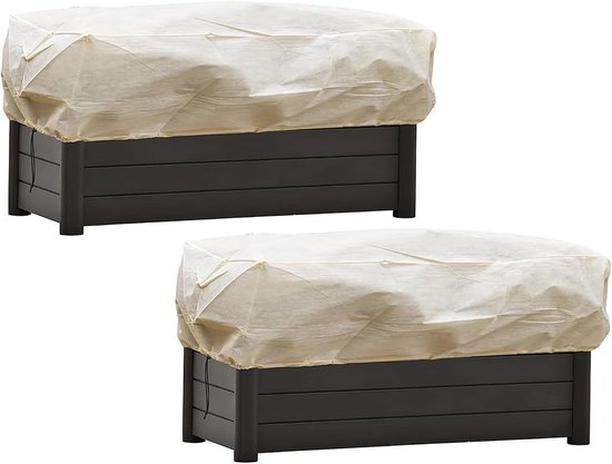 2 Winter-pflanzenschutzhüllen Mit Frostschutz – Rechteckige Pflanzgefäßabdeckungen Mit Kordelzug, Geeignet Für Balkonpflanzen Und Blumen (beige)