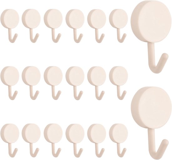 Packung Mit 20 Robusten, Selbstklebenden Kunststoffhaken Für Türen In Haus, Küche, Bad Und Büro (beige)
