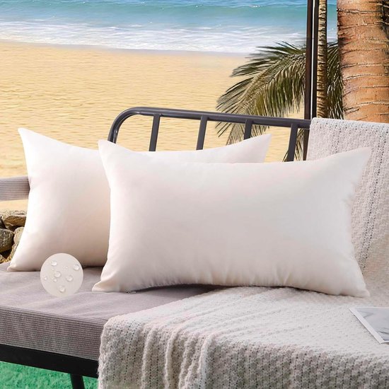 Kissenbezüge 30x50 Cm Wasserdicht Beige Für Den Außenbereich Frühling Sommer Sofa-dekorationskissenbezüge Für Garten Wohnzimmer Terrasse 2er-set