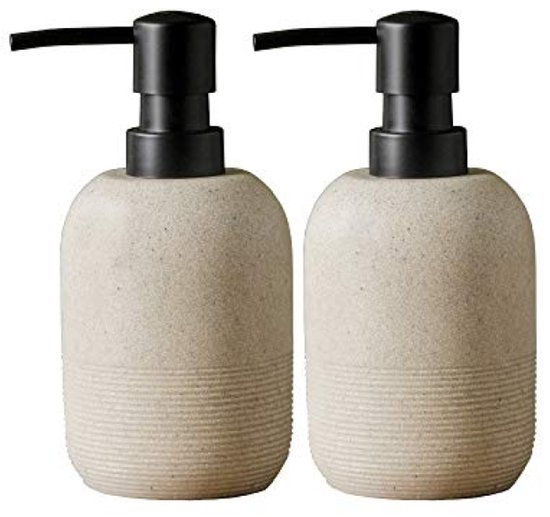 Set Mit 2 Seifenspendern In Beige – Robustes Kunstharz Mit Geprägter Struktur