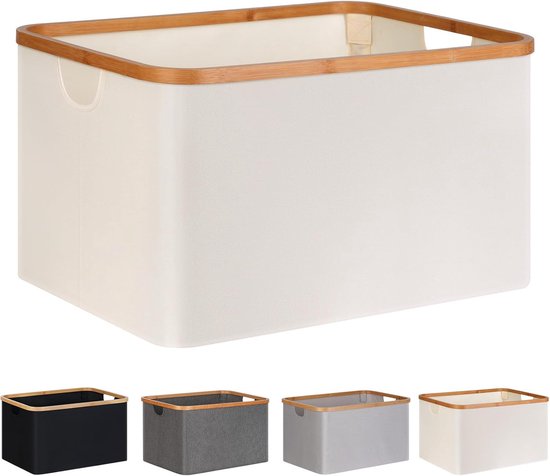 Faltbarer Wäschekorb – 45x30x22 Cm, Bambusfaser, Badezimmer/schlafzimmer (beige)