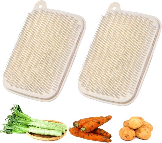 2 Teilig Gemüsebürste Obst Und Gemüsebürste Kartoffelbürste Weiche Bürste Für Kartoffeln, Karotten Und Lotuswurzeln Zum Aufhängen Beige
