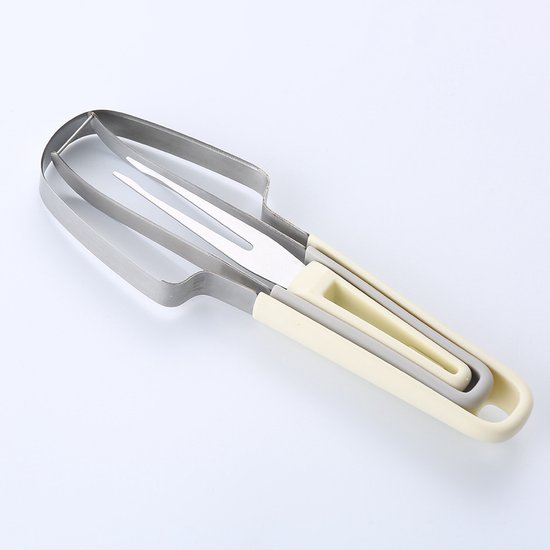 3-in-1 Wassermelonenschneider/gabel - Campingküchenutensil (beige)