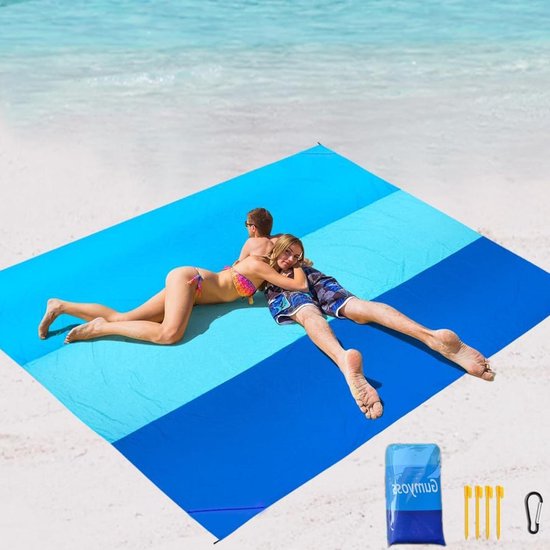 Stranddecke – Picknickdecke – Entspannen Im Sand – Inkl. Bodenanker – 210 X 200 Cm – Blau