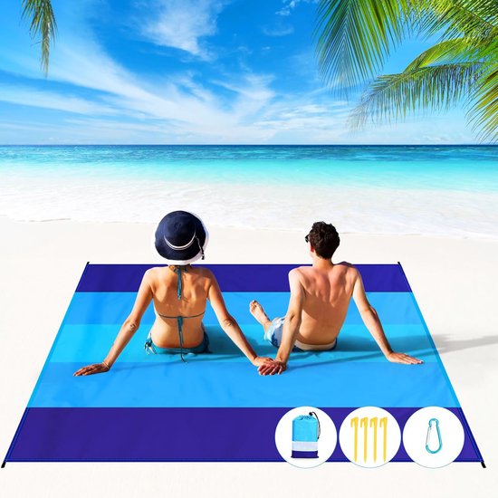 Strandmatte – Picknickdecke Für Draußen – Entspannen Im Freien – Sand- Und Wasserfest – 210 X 200 Cm – Blau