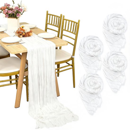 Tischdecken-set – 4-teilig – 90 X 180 Cm – Netzgewebe – Geeignet Für Hochzeiten, Partys, Tischdekoration Etc. – Blau