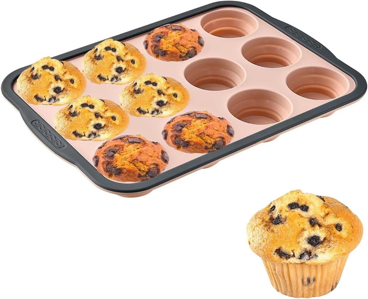 Silikon-backform – Kuchenform – Gefrierform – 12 Fächer – Flexibler Boden – Leicht Zu Entformen – Faltbar – Verstärkter Metallrahmen – Langlebig – 1 Stück – Rosa – 31 X 22,3 X 3,6 Cm