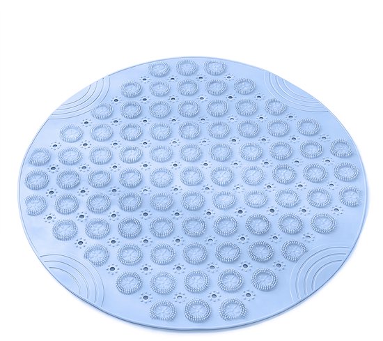 Runde Duschmatte – Pvc – Rutschfest – Mit Saugnapf – Mit Abflussloch – Maschinenwaschbar – 55 X 55 Cm – Blau