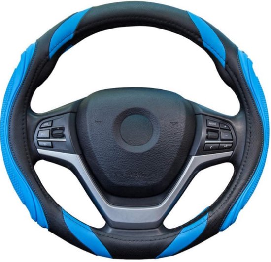 Lenkradbezug – Autolenkrad – Rutschfest Und Atmungsaktiv – Passend Für Lenkräder Mit 38 Cm Durchmesser – Blau