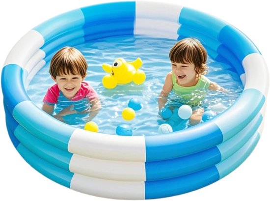 Aufblasbarer Pool – Kinderpool – Blaues Babybecken Mit Bällebad – Pvc-familienpool Für Den Sommer – 145 X 25 Cm