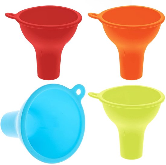 4-teiliges Silikon-trichter-set Mit Großer Öffnung Für Küche Und Haushalt Ideal Für Marmelade Öl Flüssigkeiten Und Pulver Blau Rot Orange Grün