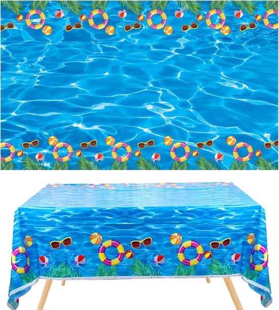 Tischdecken Für Hawaiianische Luau-partys 2 Stück Blau 130 X 220 Cm Kunststoff-tischdecken Sommer Poolparty Partydekoration Tischdecken Für