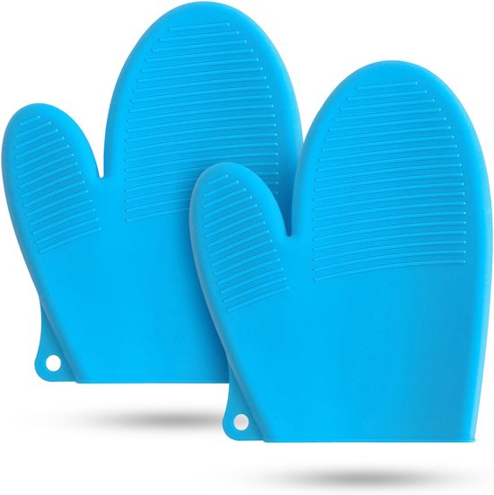 Topflappen Silikon 2er-set Hitzebeständig Ofenhandschuhe Küchenhandschuhe Grillhandschuhe Hitzeschutzhandschuhe Rutschfestes Gummi Blau