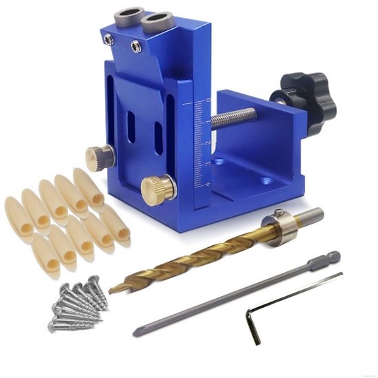 Verstellbare Winkelbohrhilfe – Blau, Abnehmbar, Mit 9-mm-bohrer, Für Holz Und Möbel
