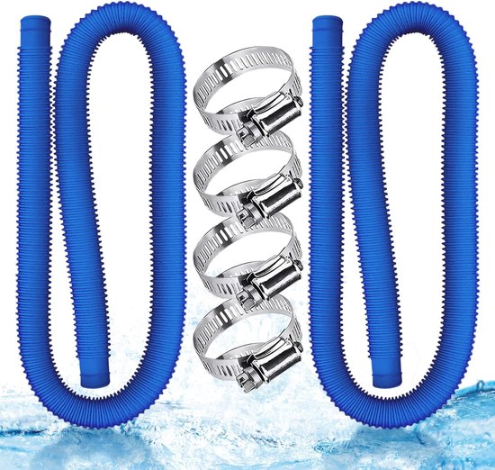 Poolschlauch – 32 Mm – 2er-set – Inklusive 4 Befestigungsklammern – Blau