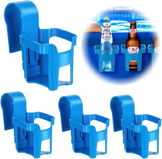 Pool-getränkehalter 4-teilig Kunststoff-poolrand-getränkehalter Multifunktionaler Becherhalter Becherhalter Für Pool-getränke Hängender Blau
