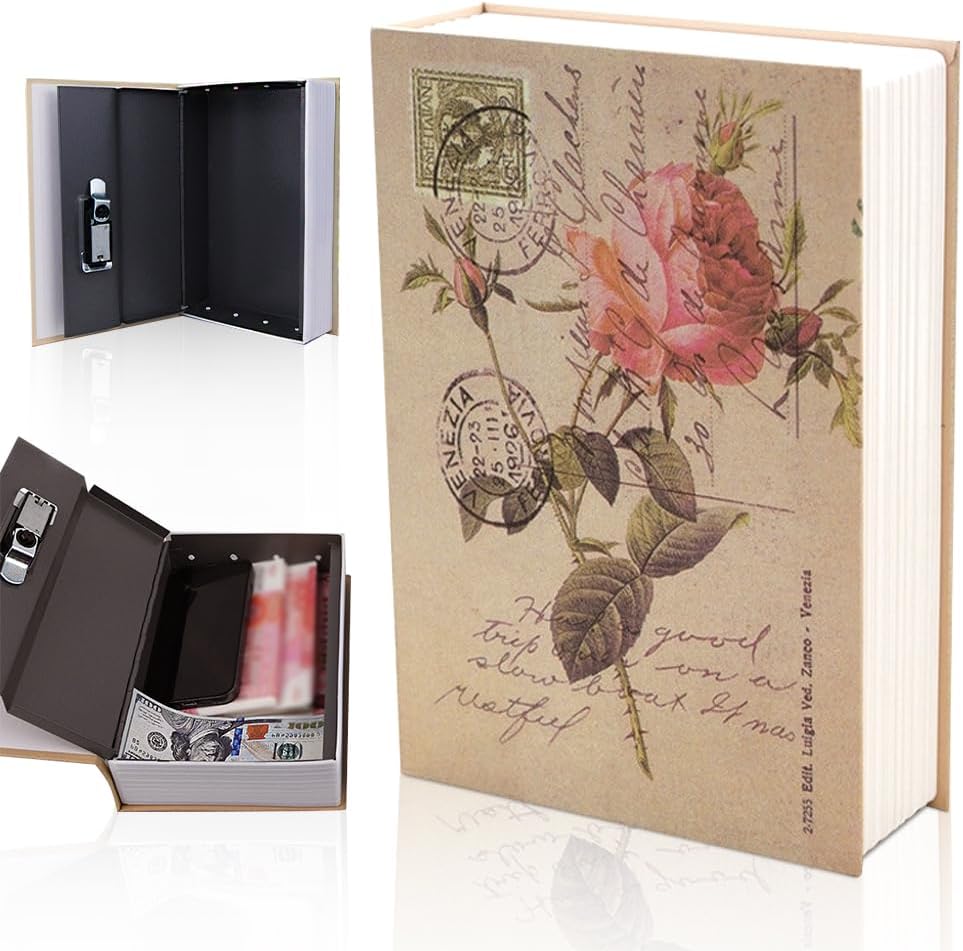 Buchförmiger Tresor Mit Zahlenschloss, Geeignet Für Geld, Schlüssel Und Wertsachen (im Stil „everyday Rose“)