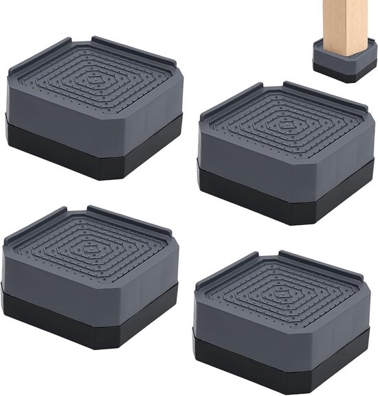 Möbelfüße – Verstellbar – Bettgestellfüße – Tischfüße – Quadratische Stützen – 4er-set – 8,5 X 8,5 X 4 Cm – Braun