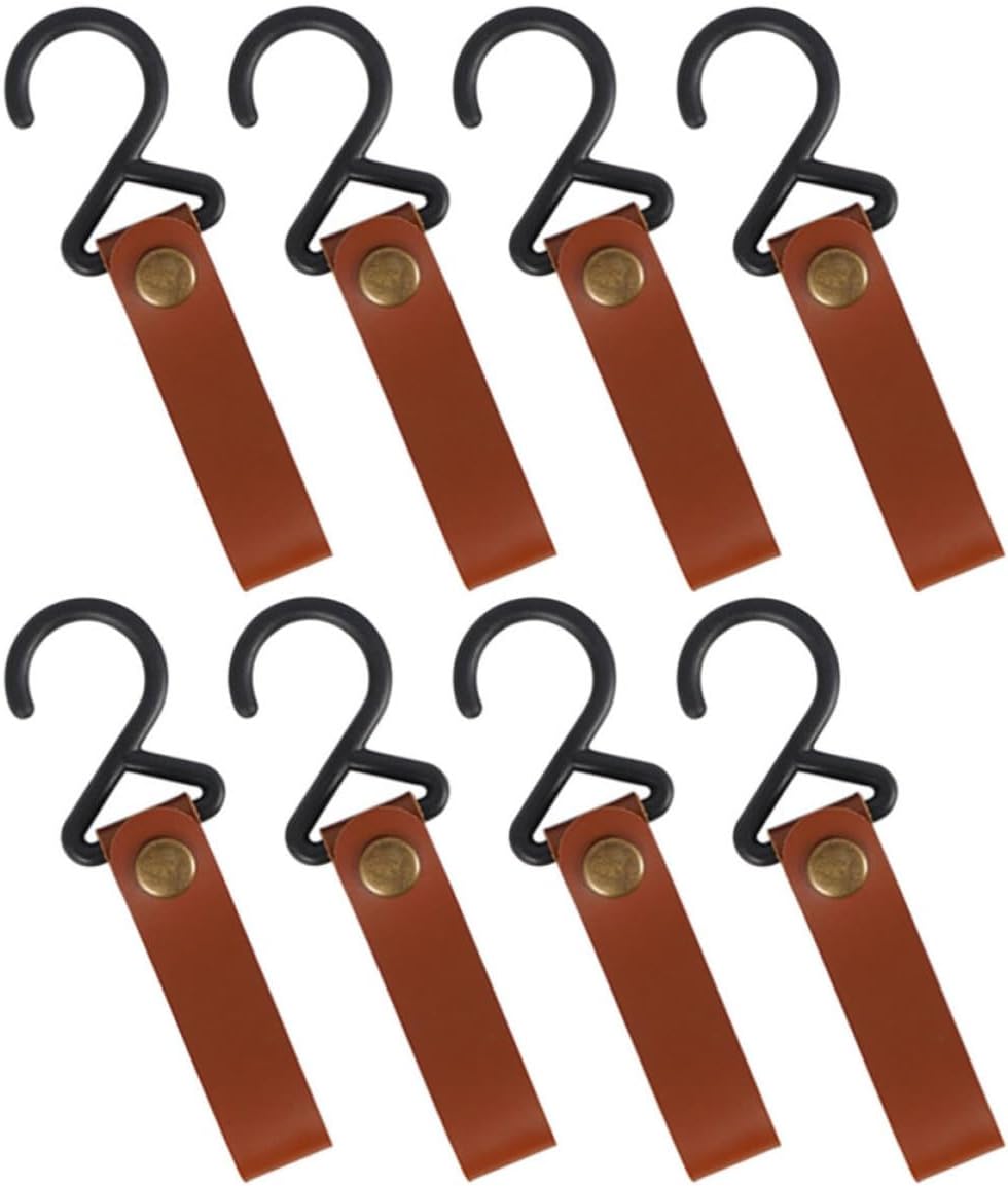 Einfach Zu Montierende Pu-hängehaken, 8er-set, Für Camping Multifunktionale Metallschlaufenhalterung Für Töpfe Und Besteck Beim Wandern