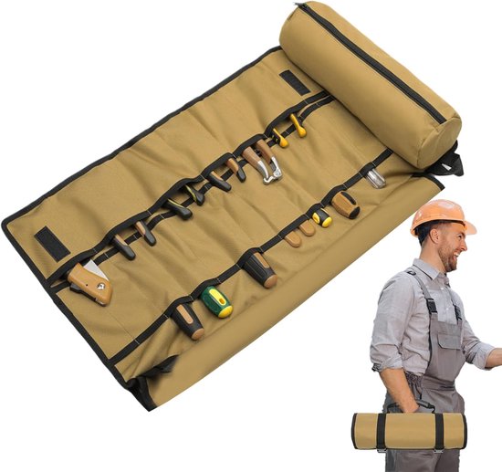 Werkzeugrolle Zum Aufrollen – Werkzeugkoffer Für Mechaniker – Werkzeugaufbewahrung – Reißfestes Oxford-gewebe – 72 X 36 Cm (aufgeklappt) – Braun