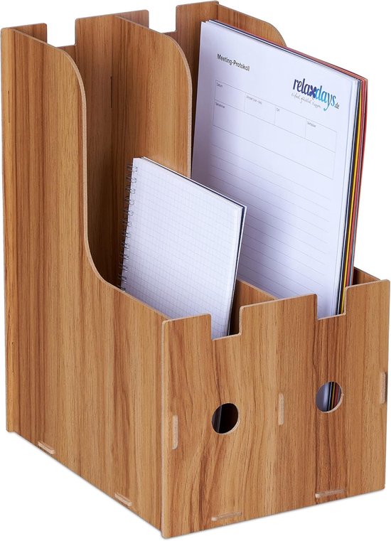 Zeitschriftenkassette, 2 Fächer, Mdf, Büro & Schule, Stabiler, Stehender Zeitschriftenhalter, Braun