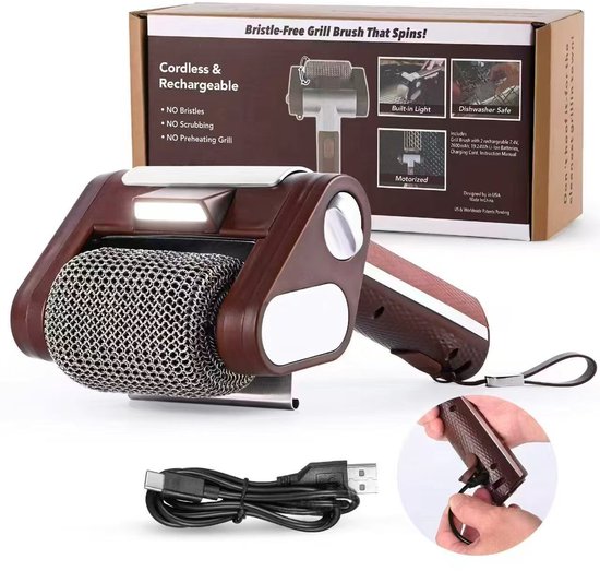 Kzq Elektrische Grillbürste Elektrische Grillreinigungsbürste Kabellose Elektrische Grillbürste Elektrische Reinigungsbürste Mit Led-beleuchtung 350