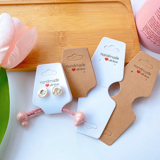 Set Mit 300 Schmuckanhängern – Für Halsketten, Ohrringe Und Fußkettchen – Anhänger Aus Kraftpapier Zum Präsentieren Und Für Schlüsselanhänger, Braun