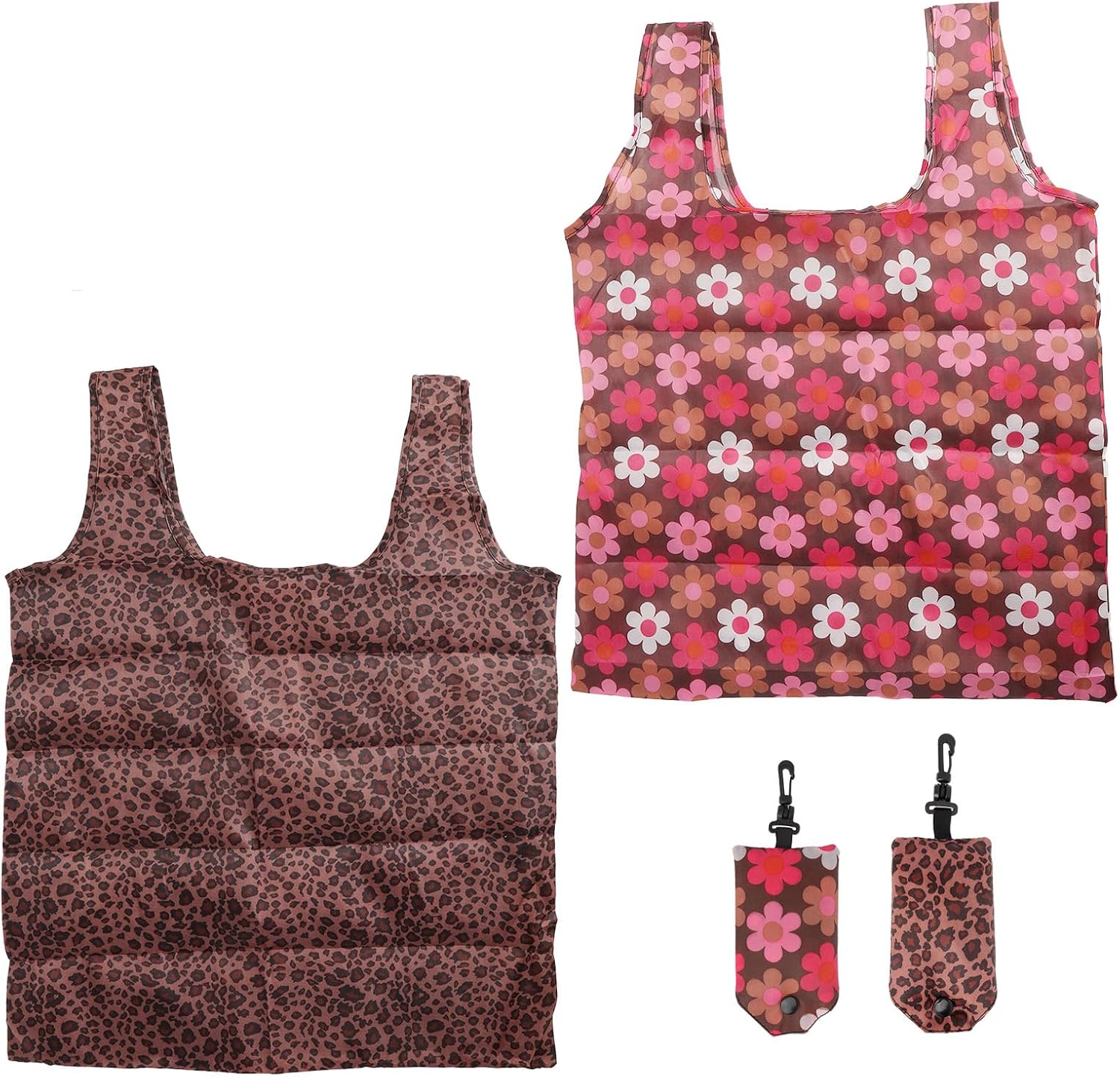 Mini-maxi-einkaufstasche – Damen-tragetasche Mit Leopardenmuster, Faltbare Einkaufstasche – Große Größe 44 X 62 Cm, Wasserabweisendes Polyester, 15 Kg Tragkraft, 2er-set Faltbarer Einkaufstaschen