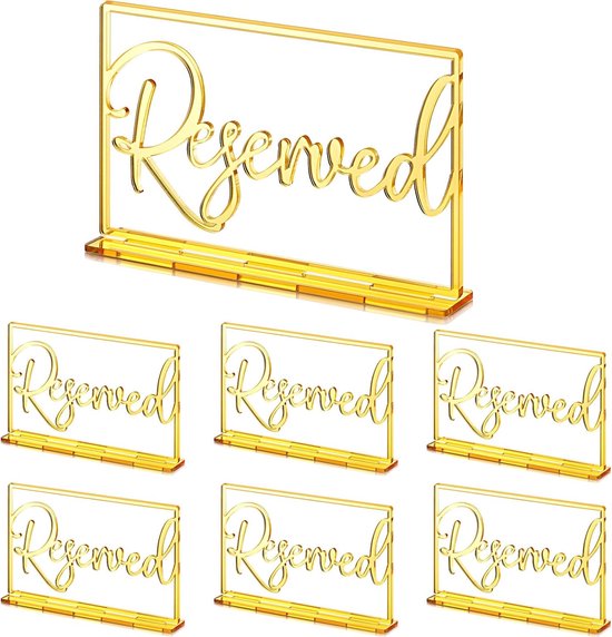 Set Mit 6 Acryl-tischkarten Tischkarten Für Hochzeiten Stehende Acryl-tischkarten Geeignet Für Reservierungen Restaurants Geschäftliche Anlässe Gold