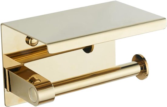 Toilettenpapierhalter Aus Edelstahl Mit Ablage Zur Wandmontage – Toilettenpapierhalter Mit Ablage – Edelstahl – Badezimmeraccessoires – Gold