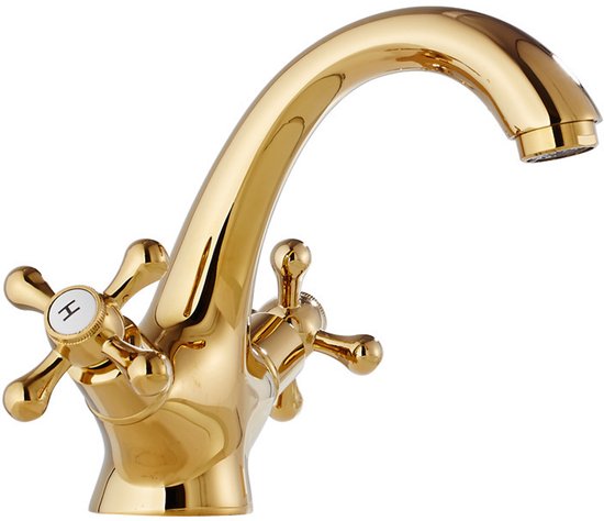 Vintage-badezimmerarmatur, Doppelgriff-waschtischarmatur, Gold