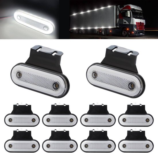 10 Led-warnleuchten Mit Gummihalterungen, 12-24v Seitenmarkierungsleuchten Und 20 Led-seitenwarnleuchten Für Anhängerbetten (gelb).