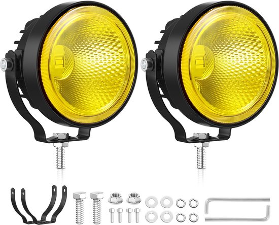 2 Stück 4-zoll-led-arbeitsscheinwerfer, Rund, 60 W, 12 V/24 V, Gelb, Ip68 – Geeignet Für Motorrad, Traktor, Lkw Und Landwirtschaft