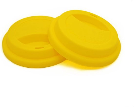 Wiederverwendbare Silikondeckel, Auslaufsicher, Gelb, 2 Stück