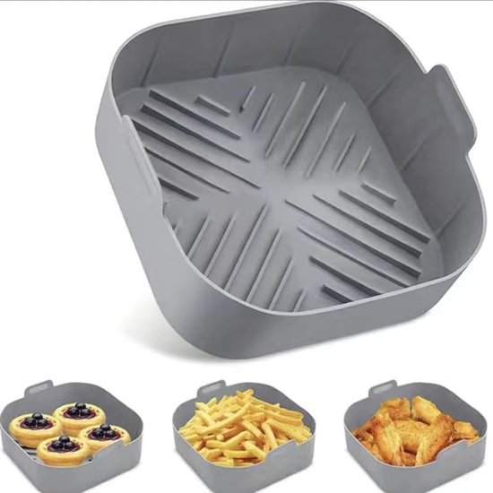 Wiederverwendbarer Silikon-innenkorb Für Airfryer – Quadratisch – Grau
