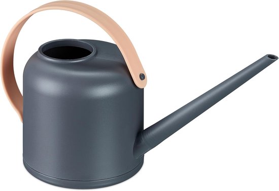 Gießkanne Für Zimmerpflanzen, 1,5 Liter, Kunststoff, Mit Langem Ausguss, Grau/natur