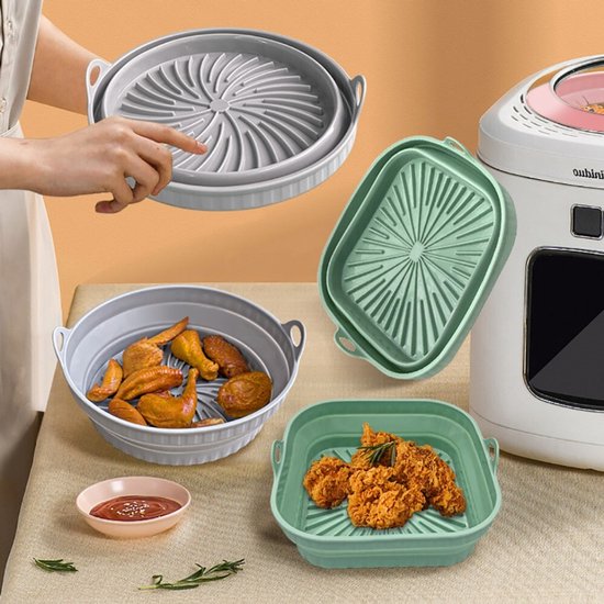 Passend Für Airfryer-zubehör: Backkorb, Ersatz-innenbehälter, Quadratische Silikonform – Grau, Rund